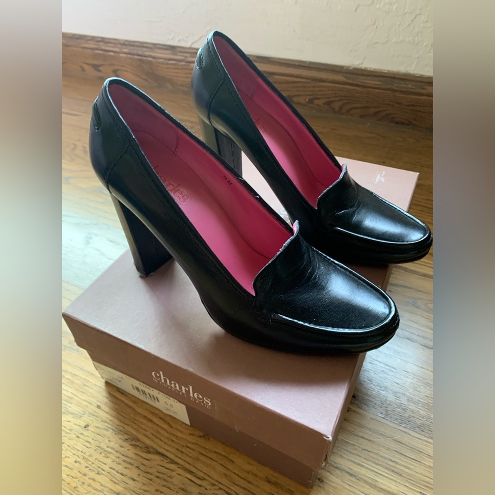 Charles David Block-Heeled loafers, black, size 5.5
